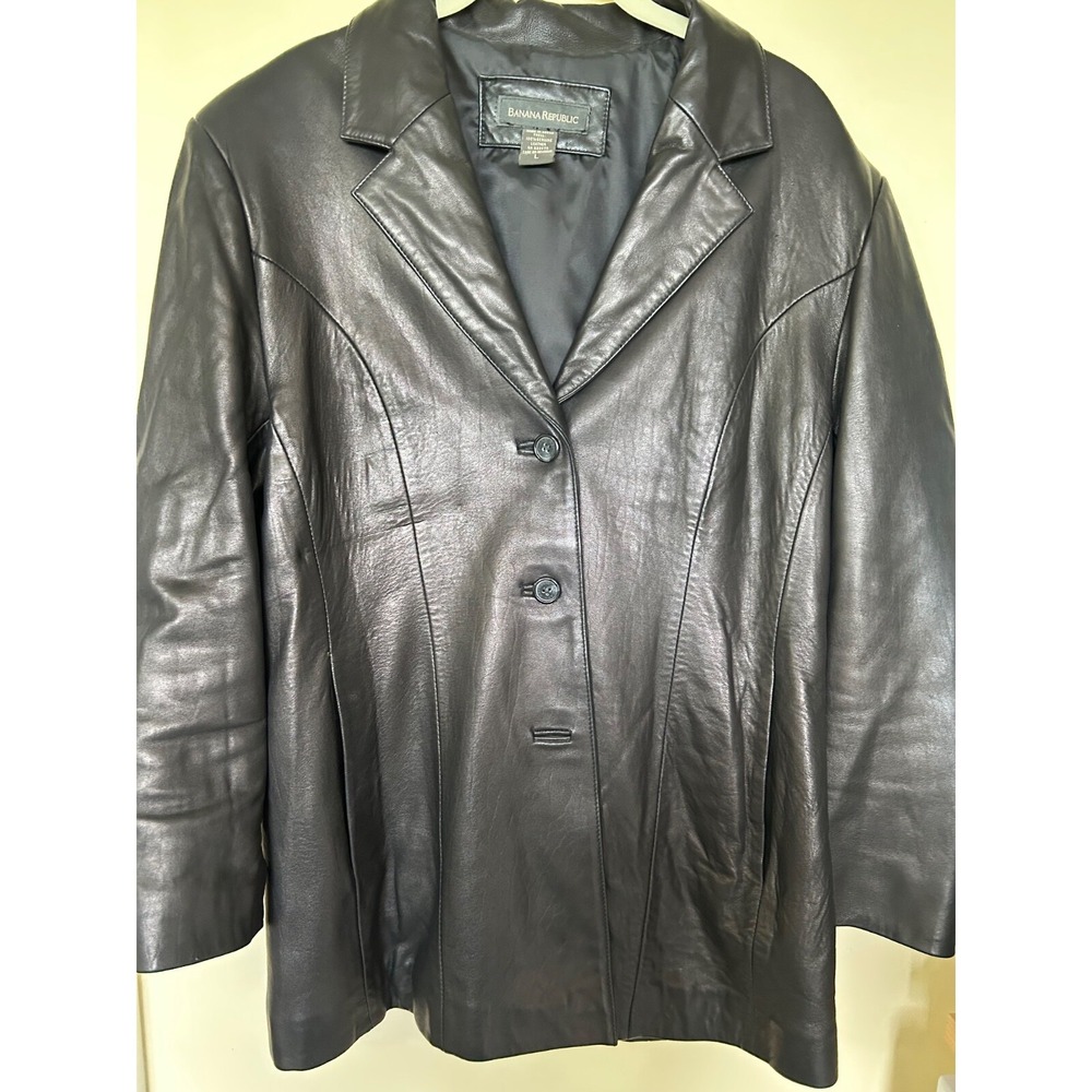 Banana Republic Leather Coat Women's Buttery Soft Feel Hip Length Custom Made